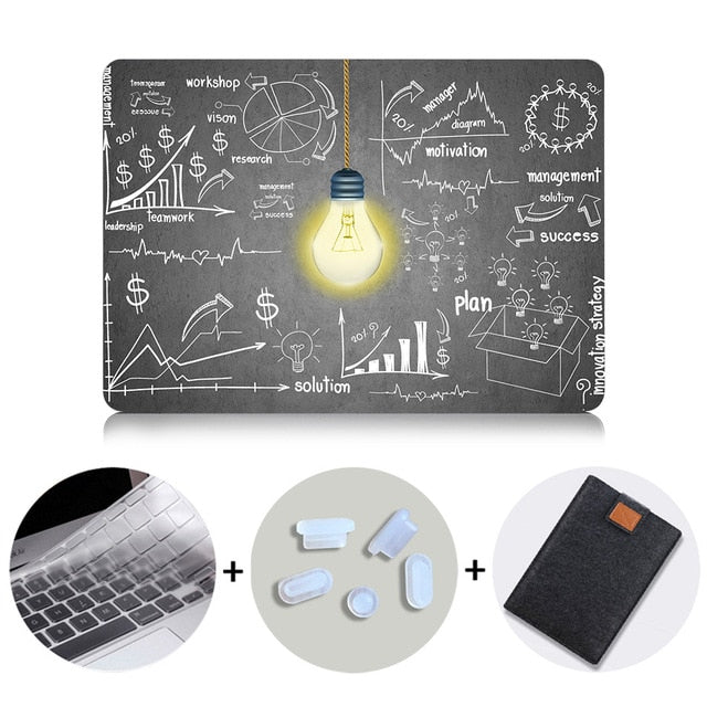 Laptop Case For Apple Macbook Air Pro Retina 11 12 13 15 Touch bar Light Bulb Printed Cover for mac book 12 inch Hard Case