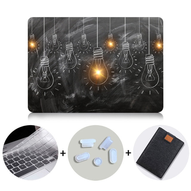 Laptop Case For Apple Macbook Air Pro Retina 11 12 13 15 Touch bar Light Bulb Printed Cover for mac book 12 inch Hard Case