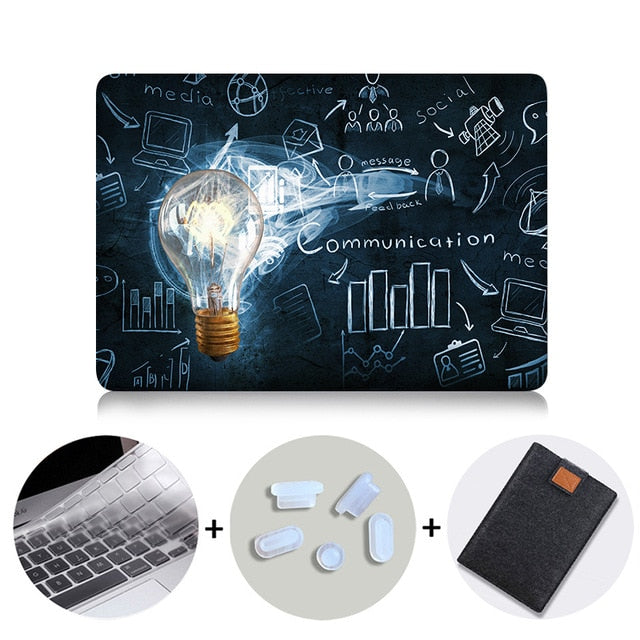 Laptop Case For Apple Macbook Air Pro Retina 11 12 13 15 Touch bar Light Bulb Printed Cover for mac book 12 inch Hard Case