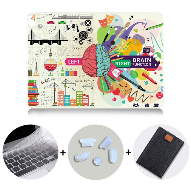 Brain Design Case For Macbook Air Pro Retina 11 12 13 15 inch With Touch Bar Hard Cover 13.3'' Laptop Sleeve+Keyboard Cover