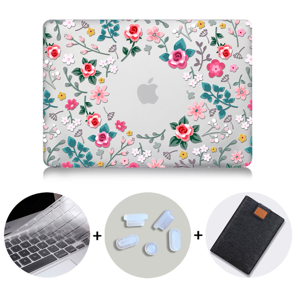 Flower Crystal Case For Macbook Air Pro Retina 11 12 13 15 Floral Hard Cover For mac book Pro 13.3 inch Laptop Bag Sleeve