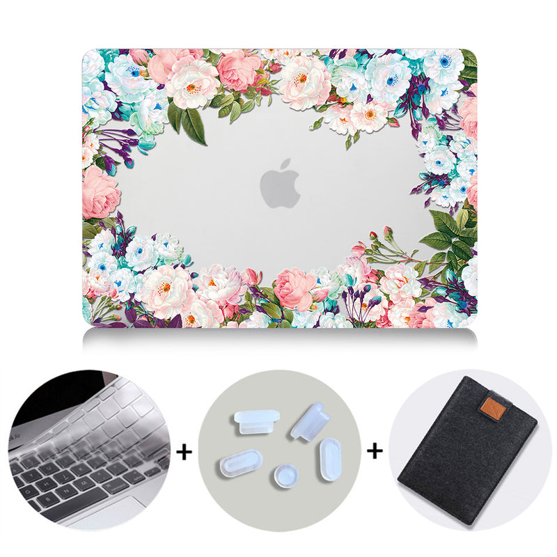 Flower Crystal Case For Macbook Air Pro Retina 11 12 13 15 Floral Hard Cover For mac book Pro 13.3 inch Laptop Bag Sleeve