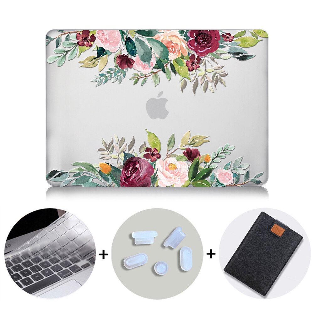 Flower Crystal Case For Macbook Air Pro Retina 11 12 13 15 Floral Hard Cover For mac book Pro 13.3 inch Laptop Bag Sleeve