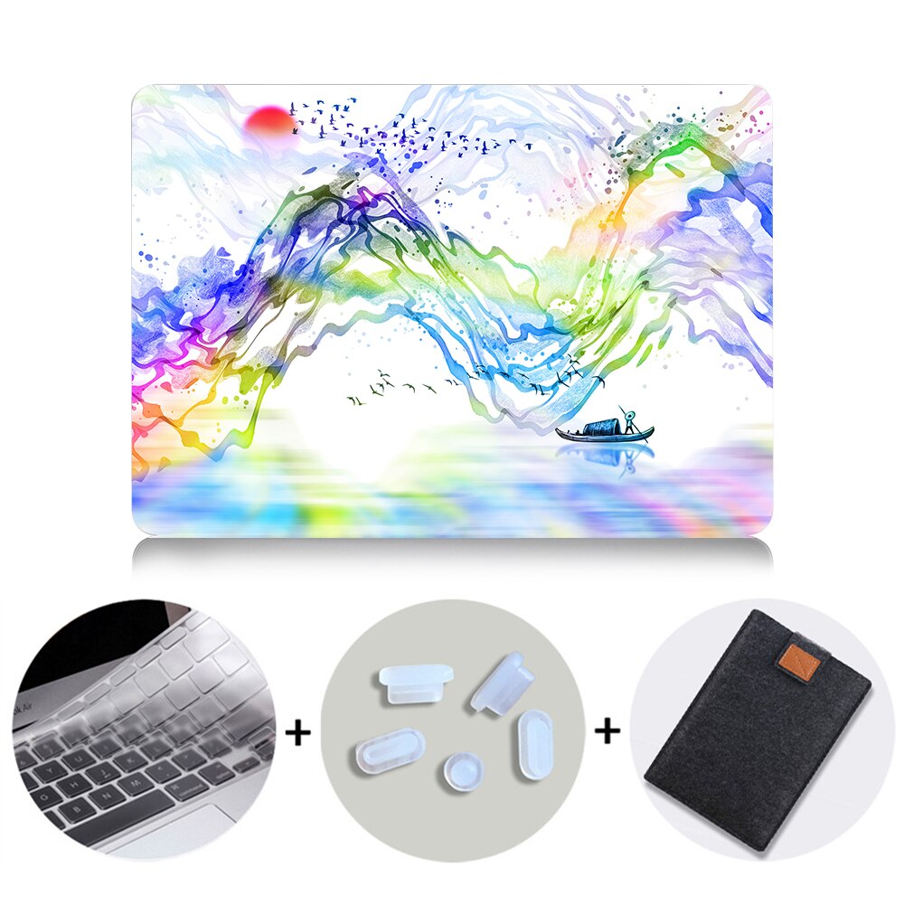 Ink Painting Hard Case For Macbook Air 11 13.3 Pro 13 15 Retina Laptop Sleeve for Apple mac book Cover 12 inch Laptop Bag
