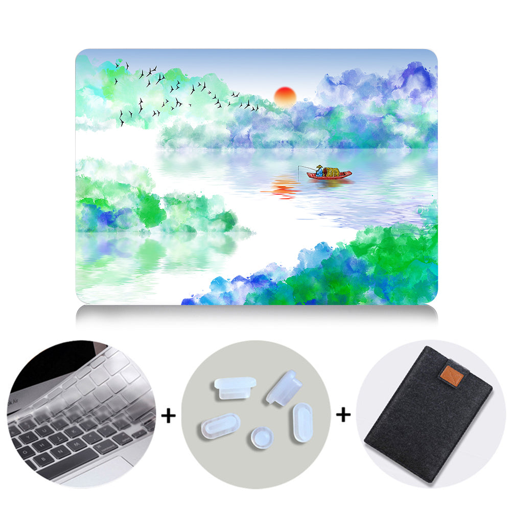 Ink Painting Hard Case For Macbook Air 11 13.3 Pro 13 15 Retina Laptop Sleeve for Apple mac book Cover 12 inch Laptop Bag