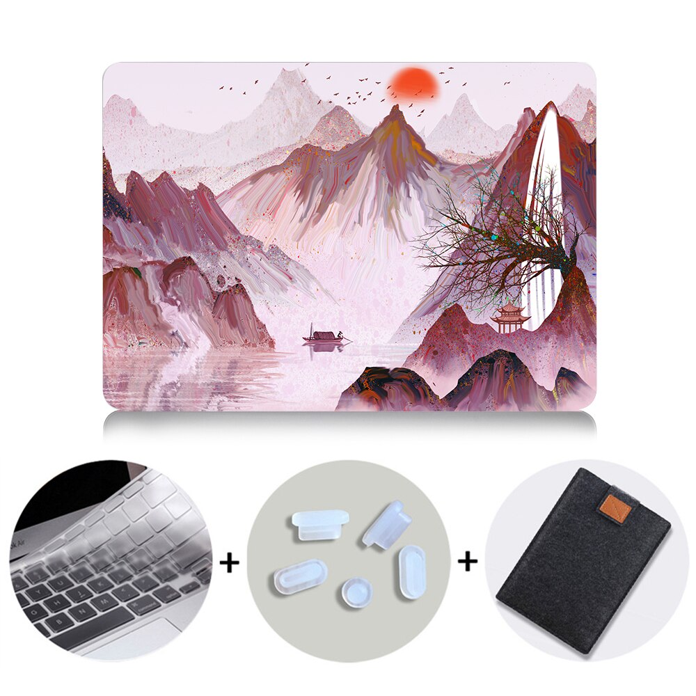 Ink Painting Hard Case For Macbook Air 11 13.3 Pro 13 15 Retina Laptop Sleeve for Apple mac book Cover 12 inch Laptop Bag