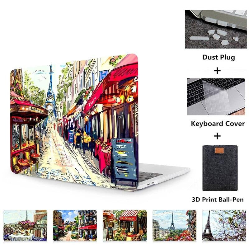 Eiffel Tower Case For Macbook Air Pro Retina 11 12 13 15 Hand Painted Cover For Mac book 13.3 inch Touch Bar Laptop Sleeve