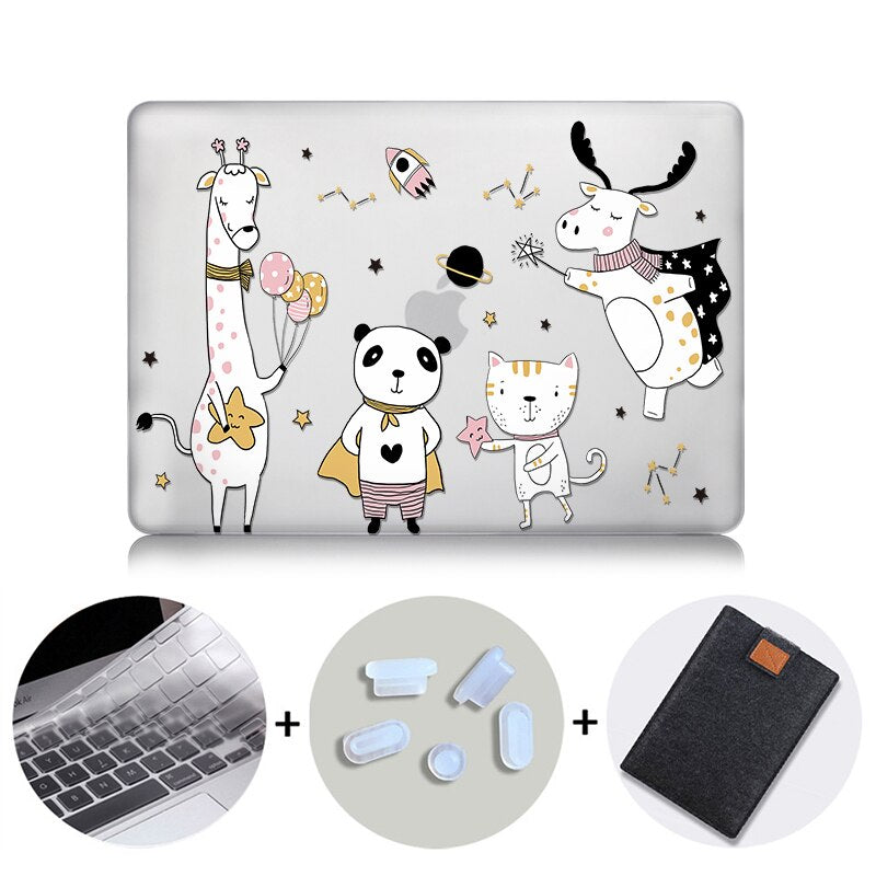 Cute Cartoon Case For Macbook Air Pro Retina 11 12 13 15 Touch Bar Crystal Hard Cover for macbook air 13 inch Laptop Sleeve