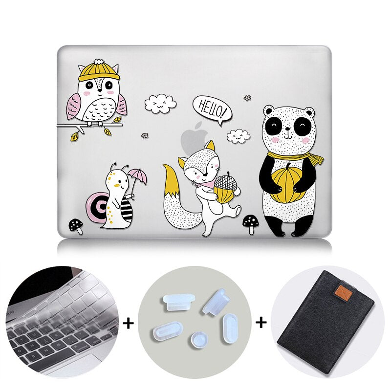 Cute Cartoon Case For Macbook Air Pro Retina 11 12 13 15 Touch Bar Crystal Hard Cover for macbook air 13 inch Laptop Sleeve