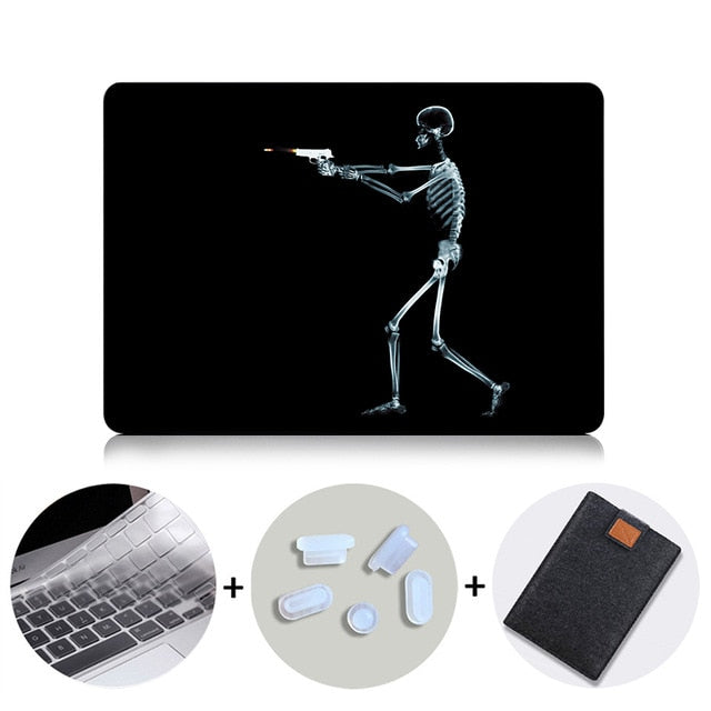 Black Skeleton Hard Case For Apple Macbook Pro 13 15 Retina Shell for Mac Book Air 11 12 13 Laptop Sleeve Protector Cover