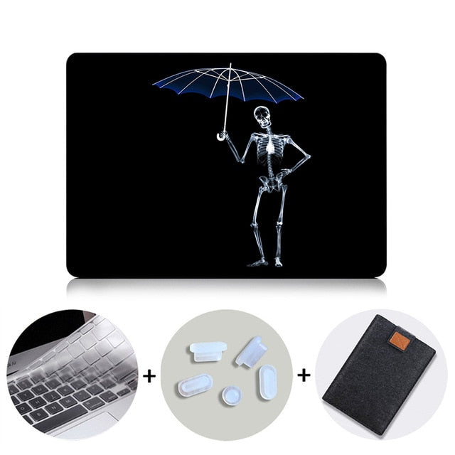 Black Skeleton Hard Case For Apple Macbook Pro 13 15 Retina Shell for Mac Book Air 11 12 13 Laptop Sleeve Protector Cover