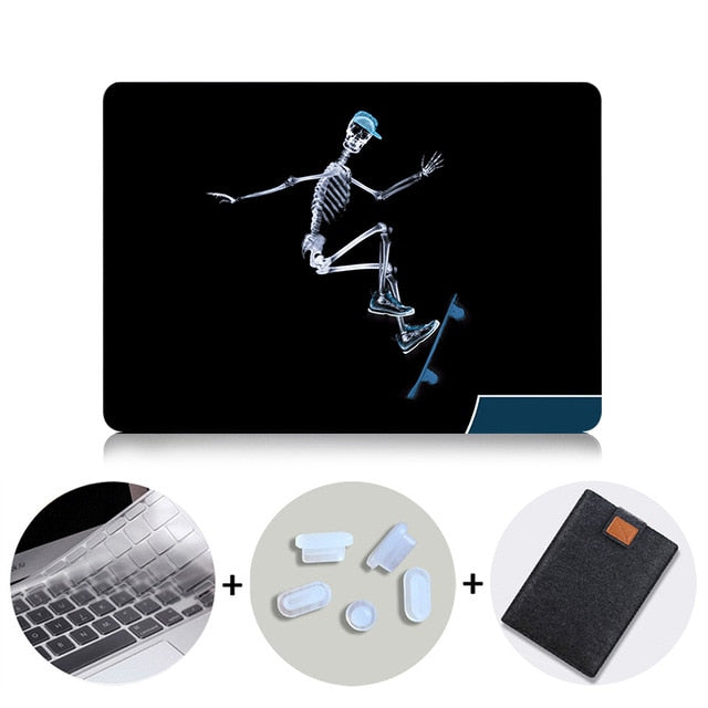 Black Skeleton Hard Case For Apple Macbook Pro 13 15 Retina Shell for Mac Book Air 11 12 13 Laptop Sleeve Protector Cover