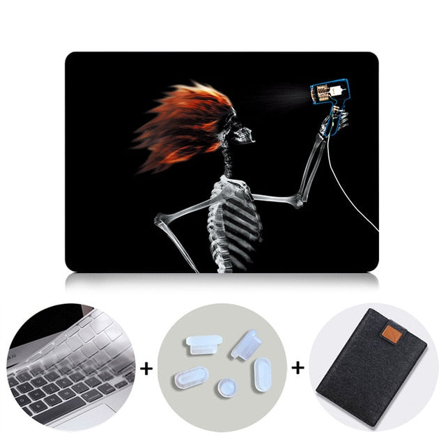 Black Skeleton Hard Case For Apple Macbook Pro 13 15 Retina Shell for Mac Book Air 11 12 13 Laptop Sleeve Protector Cover
