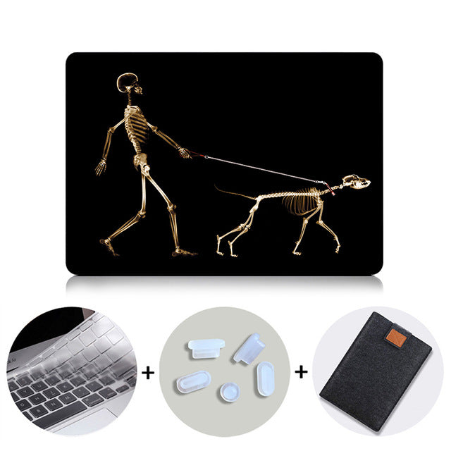 Black Skeleton Hard Case For Apple Macbook Pro 13 15 Retina Shell for Mac Book Air 11 12 13 Laptop Sleeve Protector Cover