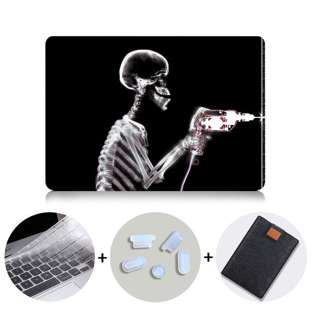 Black Skeleton Hard Case For Apple Macbook Pro 13 15 Retina Shell for Mac Book Air 11 12 13 Laptop Sleeve Protector Cover
