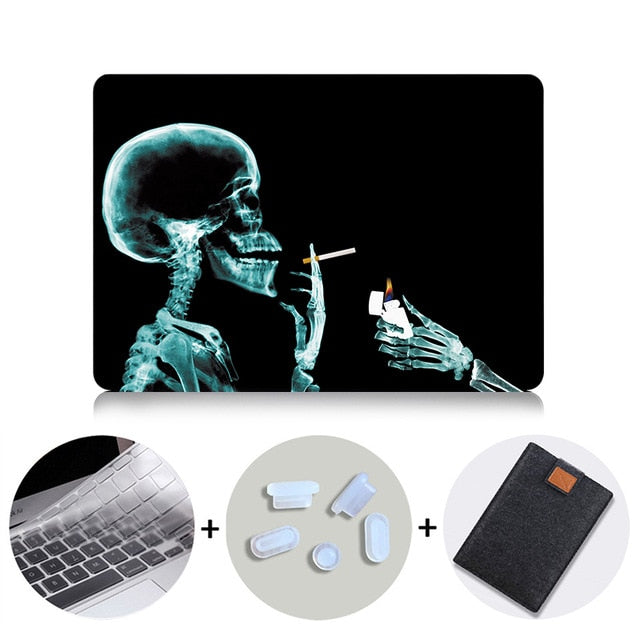 Black Skeleton Hard Case For Apple Macbook Pro 13 15 Retina Shell for Mac Book Air 11 12 13 Laptop Sleeve Protector Cover