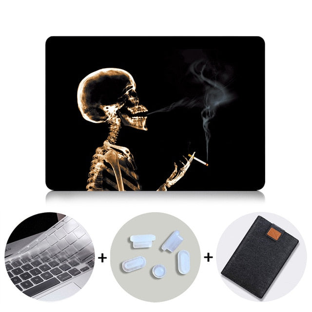 Black Skeleton Hard Case For Apple Macbook Pro 13 15 Retina Shell for Mac Book Air 11 12 13 Laptop Sleeve Protector Cover
