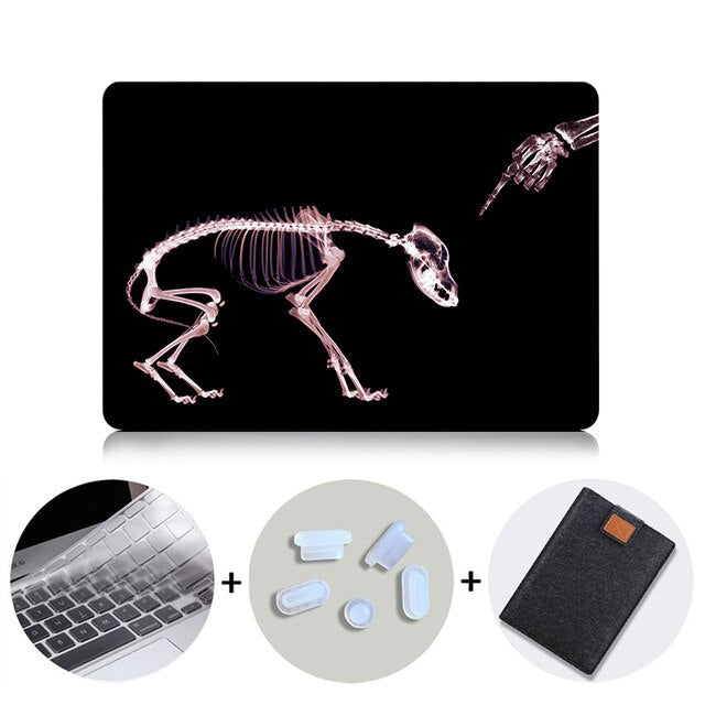 Black Skeleton Hard Case For Apple Macbook Pro 13 15 Retina Shell for Mac Book Air 11 12 13 Laptop Sleeve Protector Cover