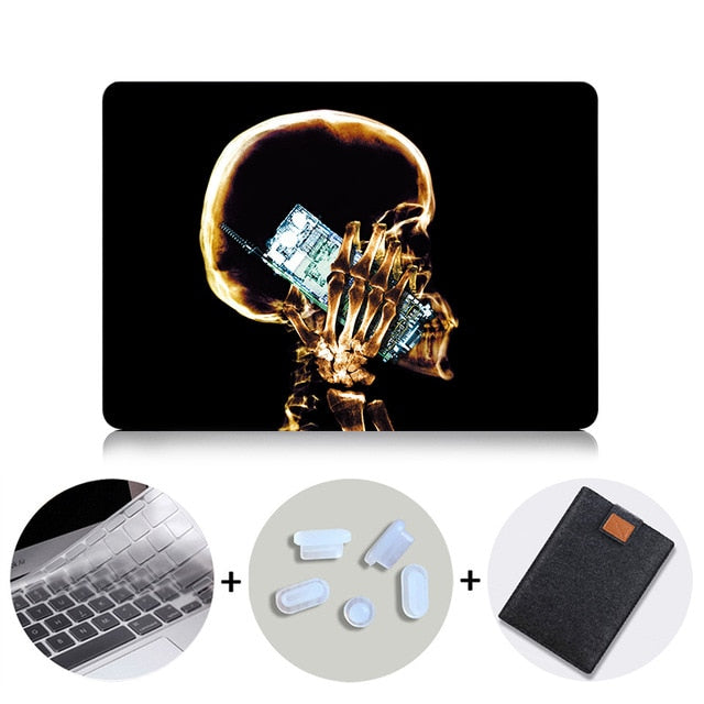 Black Skeleton Hard Case For Apple Macbook Pro 13 15 Retina Shell for Mac Book Air 11 12 13 Laptop Sleeve Protector Cover