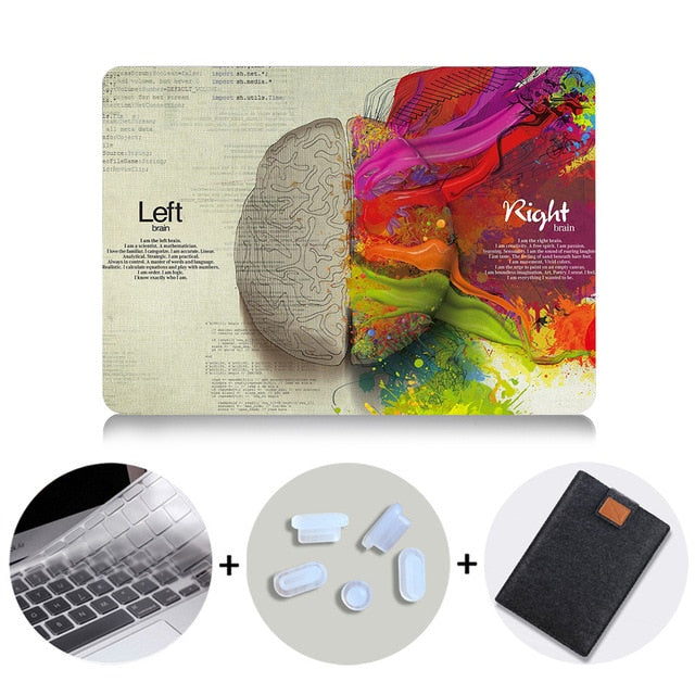 Brain Design Case For Macbook Air Pro Retina 11 12 13 15 inch With Touch Bar Hard Cover 13.3'' Laptop Sleeve+Keyboard Cover