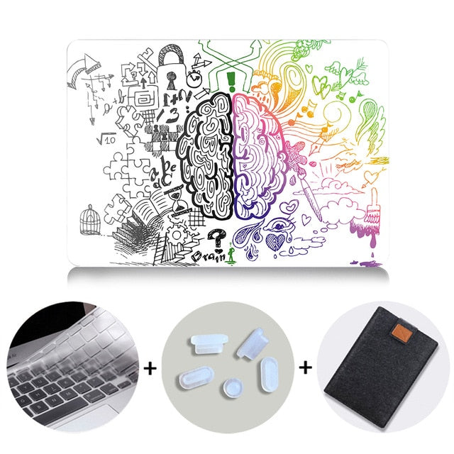 Brain Design Case For Macbook Air Pro Retina 11 12 13 15 inch With Touch Bar Hard Cover 13.3'' Laptop Sleeve+Keyboard Cover