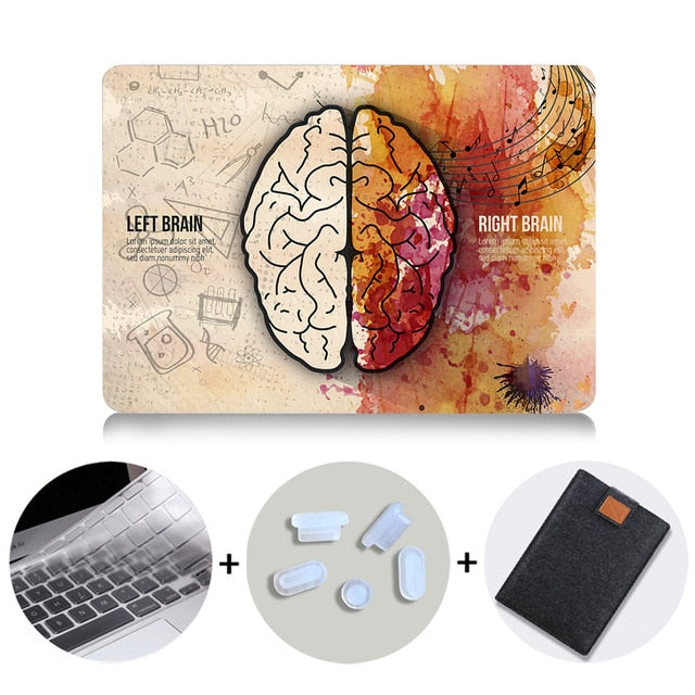 Brain Design Case For Macbook Air Pro Retina 11 12 13 15 inch With Touch Bar Hard Cover 13.3'' Laptop Sleeve+Keyboard Cover
