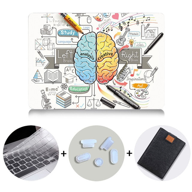 Brain Design Case For Macbook Air Pro Retina 11 12 13 15 inch With Touch Bar Hard Cover 13.3'' Laptop Sleeve+Keyboard Cover