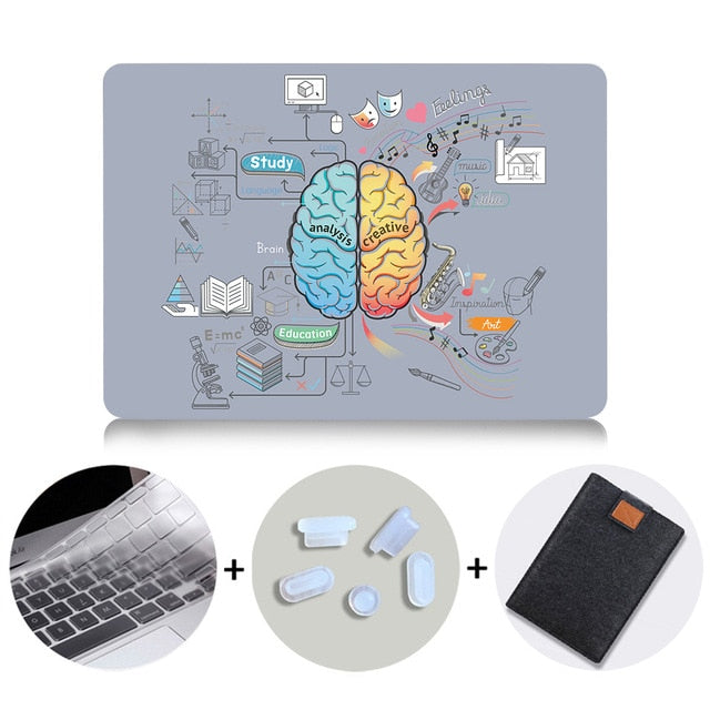 Brain Design Case For Macbook Air Pro Retina 11 12 13 15 inch With Touch Bar Hard Cover 13.3'' Laptop Sleeve+Keyboard Cover