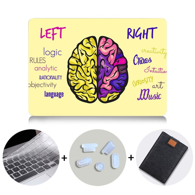 Brain Design Case For Macbook Air Pro Retina 11 12 13 15 inch With Touch Bar Hard Cover 13.3'' Laptop Sleeve+Keyboard Cover
