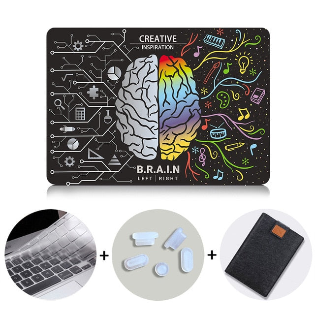 Brain Design Case For Macbook Air Pro Retina 11 12 13 15 inch With Touch Bar Hard Cover 13.3'' Laptop Sleeve+Keyboard Cover