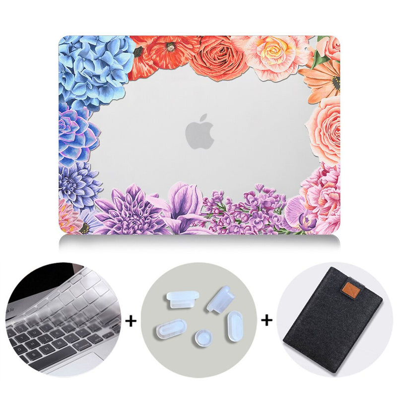 Flower Crystal Case For Macbook Air Pro Retina 11 12 13 15 Floral Hard Cover For mac book Pro 13.3 inch Laptop Bag Sleeve