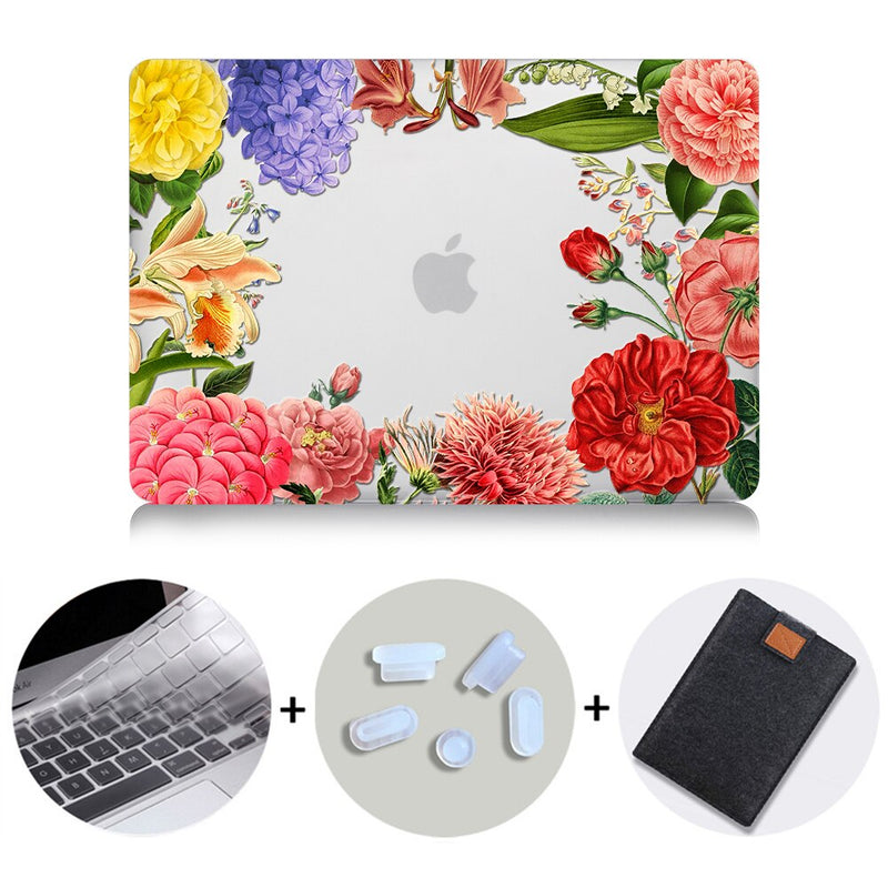Flower Crystal Case For Macbook Air Pro Retina 11 12 13 15 Floral Hard Cover For mac book Pro 13.3 inch Laptop Bag Sleeve