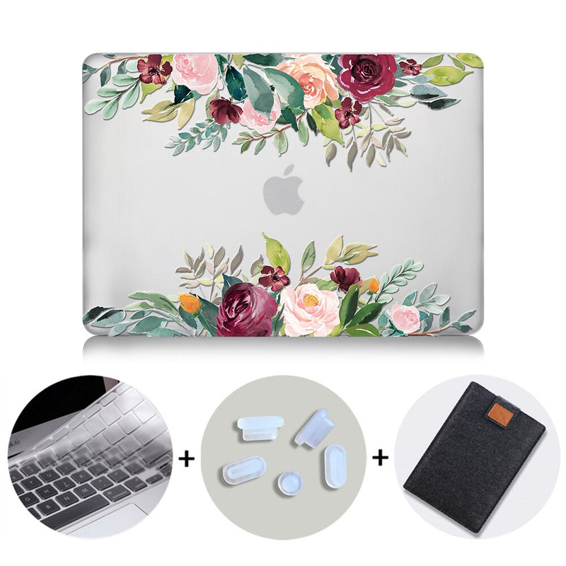 Flower Crystal Case For Macbook Air Pro Retina 11 12 13 15 Floral Hard Cover For mac book Pro 13.3 inch Laptop Bag Sleeve