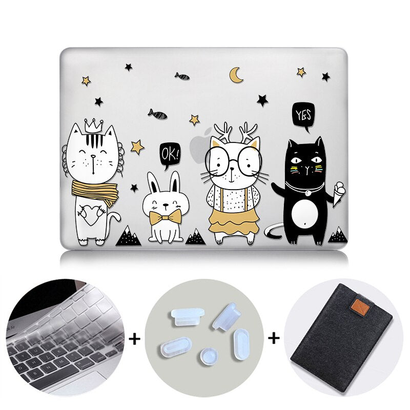 Cute Cartoon Case For Macbook Air Pro Retina 11 12 13 15 Touch Bar Crystal Hard Cover for macbook air 13 inch Laptop Sleeve