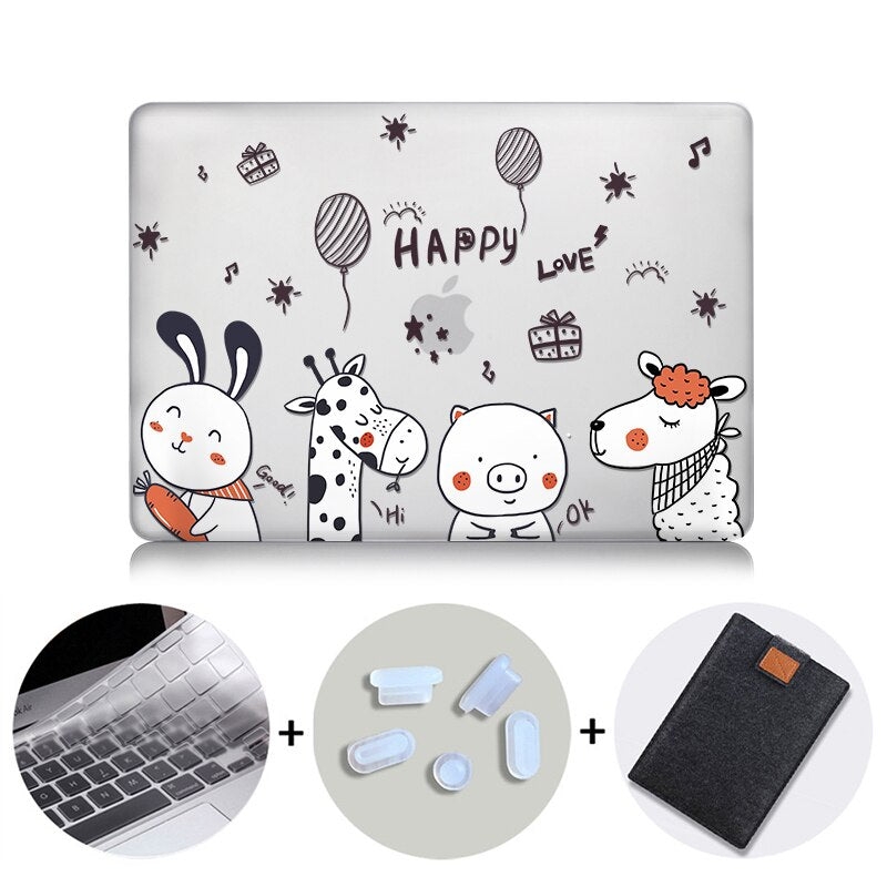 Cute Cartoon Case For Macbook Air Pro Retina 11 12 13 15 Touch Bar Crystal Hard Cover for macbook air 13 inch Laptop Sleeve