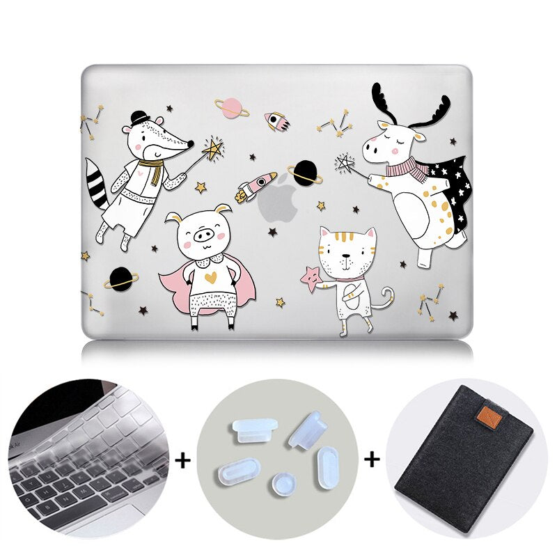 Cute Cartoon Case For Macbook Air Pro Retina 11 12 13 15 Touch Bar Crystal Hard Cover for macbook air 13 inch Laptop Sleeve