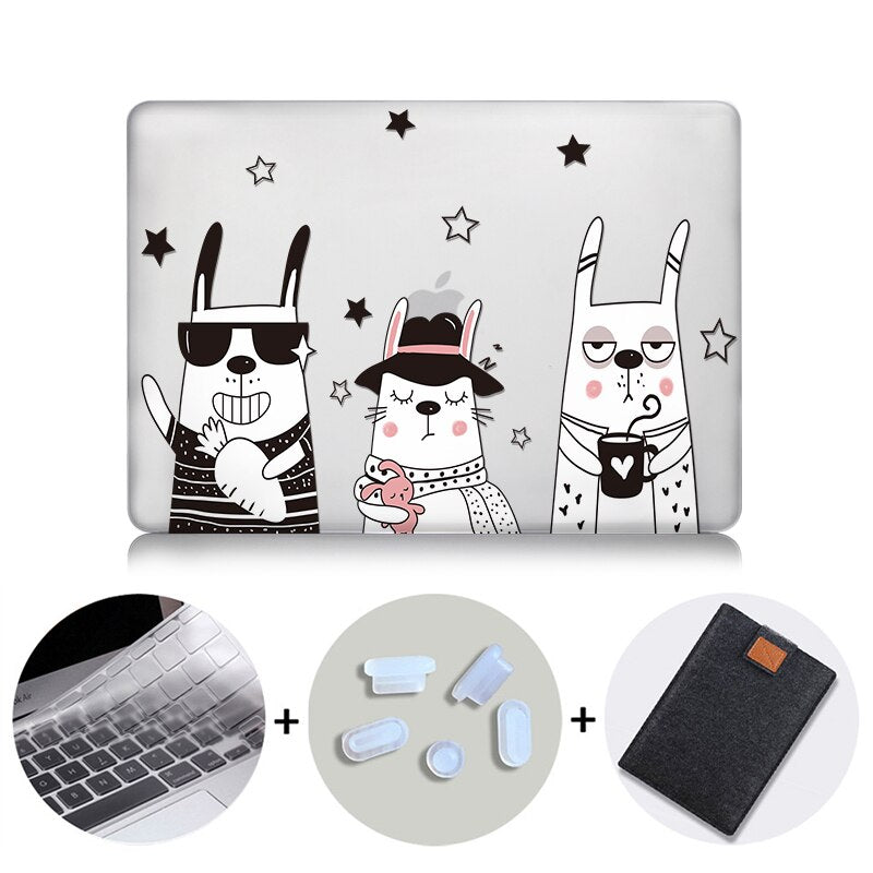 Cute Cartoon Case For Macbook Air Pro Retina 11 12 13 15 Touch Bar Crystal Hard Cover for macbook air 13 inch Laptop Sleeve