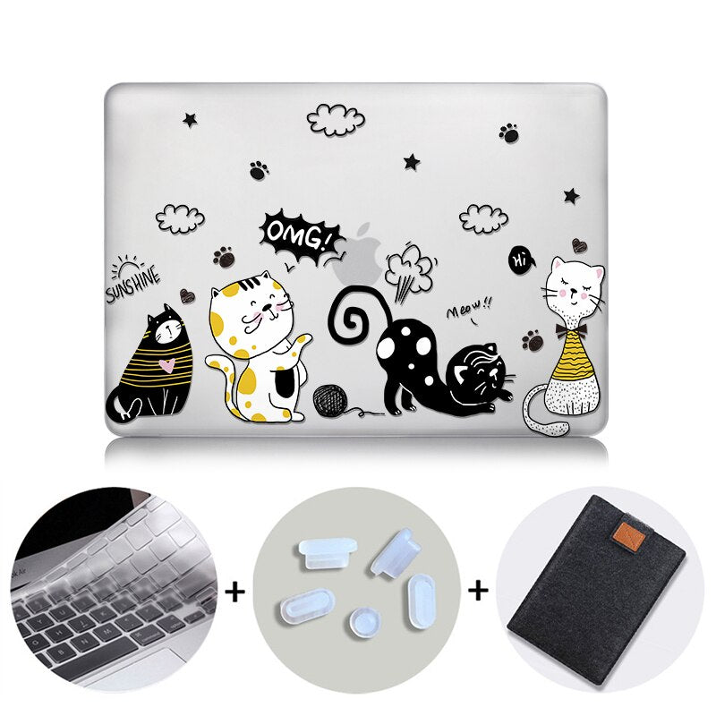 Cute Cartoon Case For Macbook Air Pro Retina 11 12 13 15 Touch Bar Crystal Hard Cover for macbook air 13 inch Laptop Sleeve