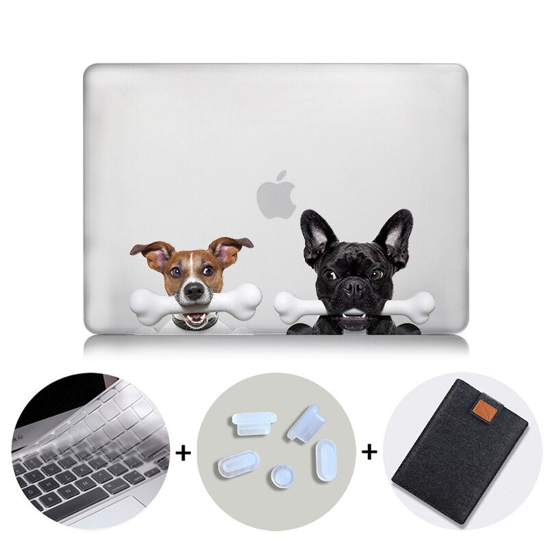 Crystal Hard Case For Macbook Pro Retina 13 15 Touch bar Air 11 13 Cover Cartoon Dog Laptop Sleeve for macbook 12 inch A1534
