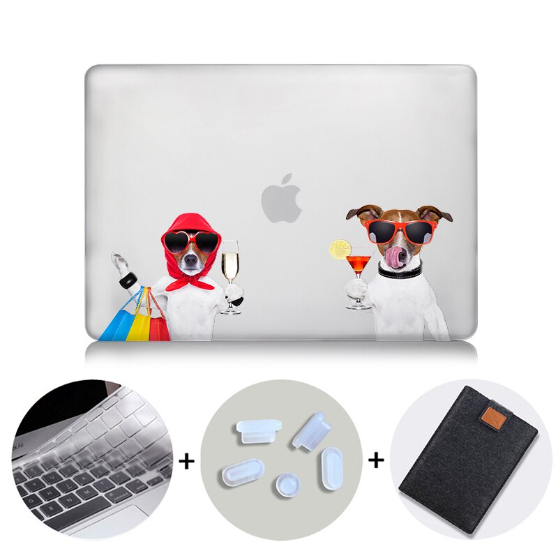 Crystal Hard Case For Macbook Pro Retina 13 15 Touch bar Air 11 13 Cover Cartoon Dog Laptop Sleeve for macbook 12 inch A1534