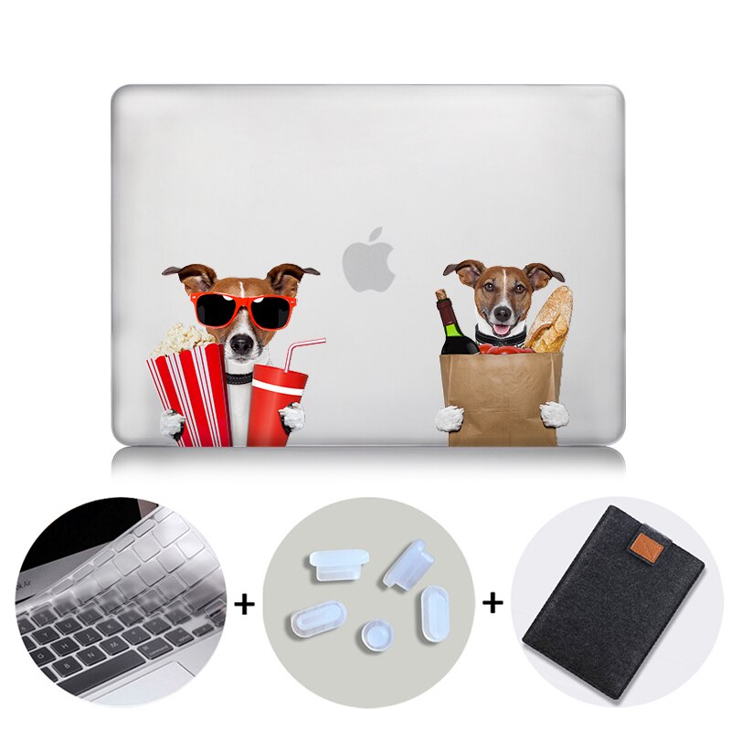 Crystal Hard Case For Macbook Pro Retina 13 15 Touch bar Air 11 13 Cover Cartoon Dog Laptop Sleeve for macbook 12 inch A1534