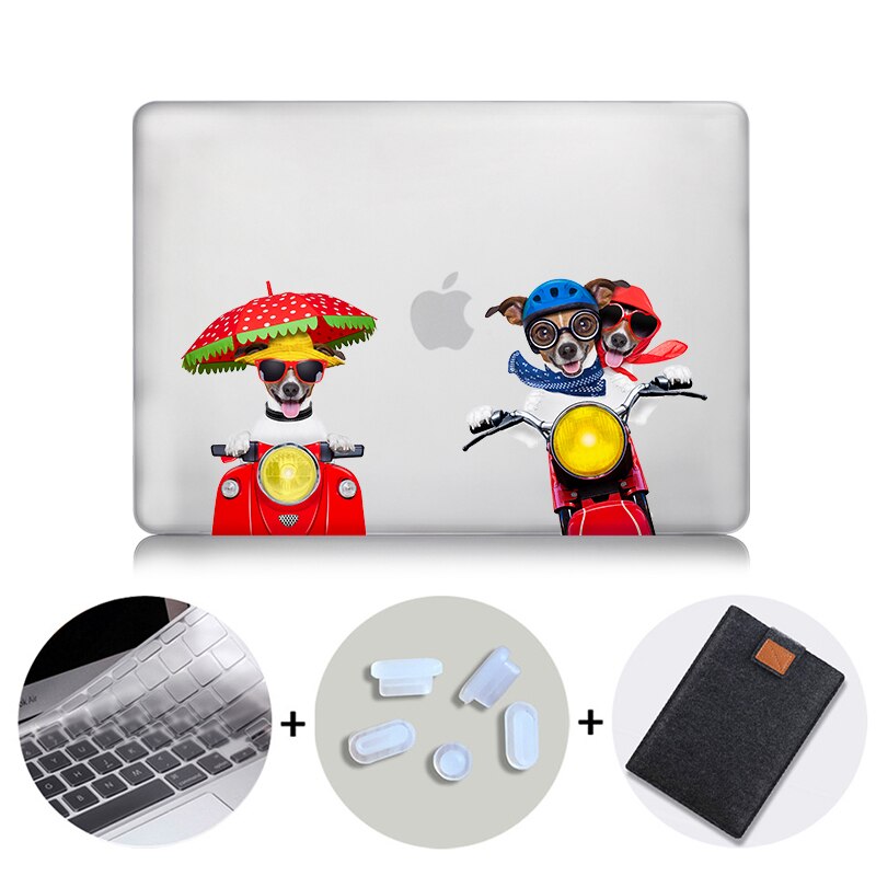 Crystal Hard Case For Macbook Pro Retina 13 15 Touch bar Air 11 13 Cover Cartoon Dog Laptop Sleeve for macbook 12 inch A1534