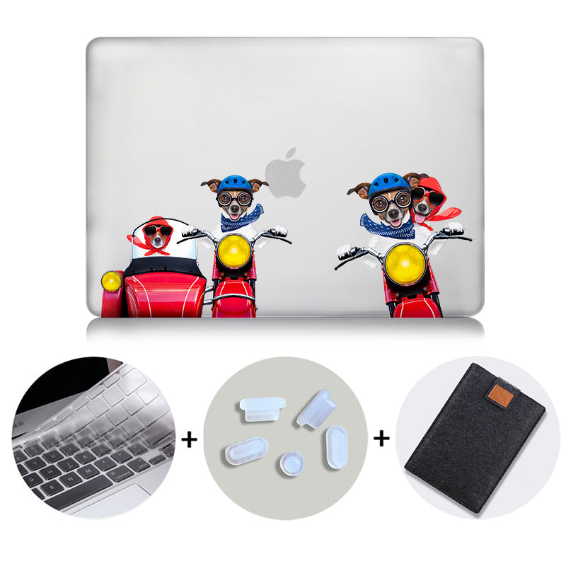 Crystal Hard Case For Macbook Pro Retina 13 15 Touch bar Air 11 13 Cover Cartoon Dog Laptop Sleeve for macbook 12 inch A1534