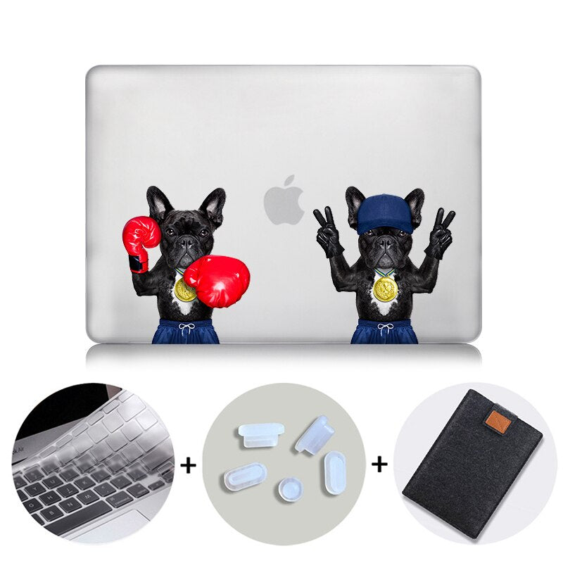 Crystal Hard Case For Macbook Pro Retina 13 15 Touch bar Air 11 13 Cover Cartoon Dog Laptop Sleeve for macbook 12 inch A1534