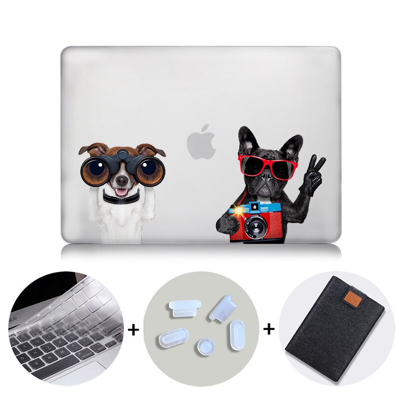 Crystal Hard Case For Macbook Pro Retina 13 15 Touch bar Air 11 13 Cover Cartoon Dog Laptop Sleeve for macbook 12 inch A1534