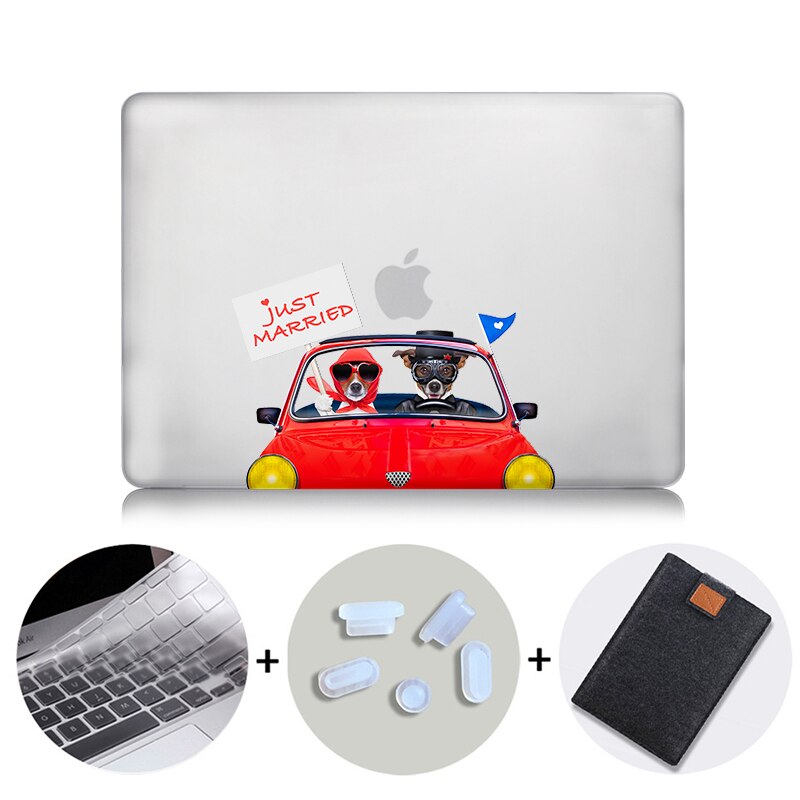 Crystal Hard Case For Macbook Pro Retina 13 15 Touch bar Air 11 13 Cover Cartoon Dog Laptop Sleeve for macbook 12 inch A1534