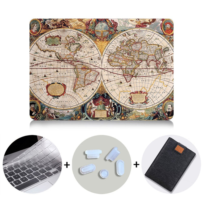 Retro World Map Case For Macbook Air 11 13 Pro Retina 13 15 With Touch Bar Cover for Mac book 12 inch Pro 13.3 Laptop Bag