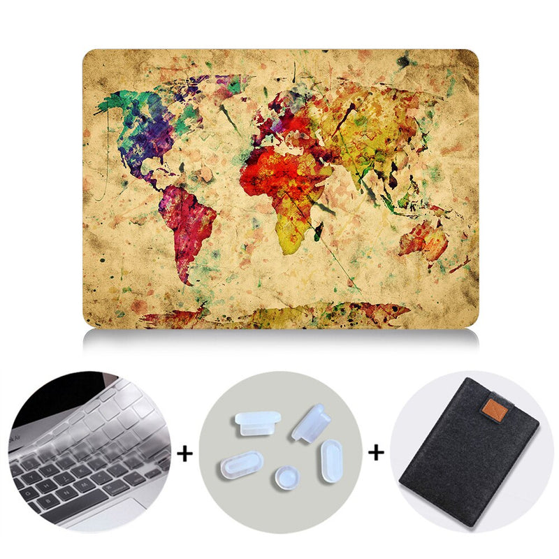 Retro World Map Case For Macbook Air 11 13 Pro Retina 13 15 With Touch Bar Cover for Mac book 12 inch Pro 13.3 Laptop Bag