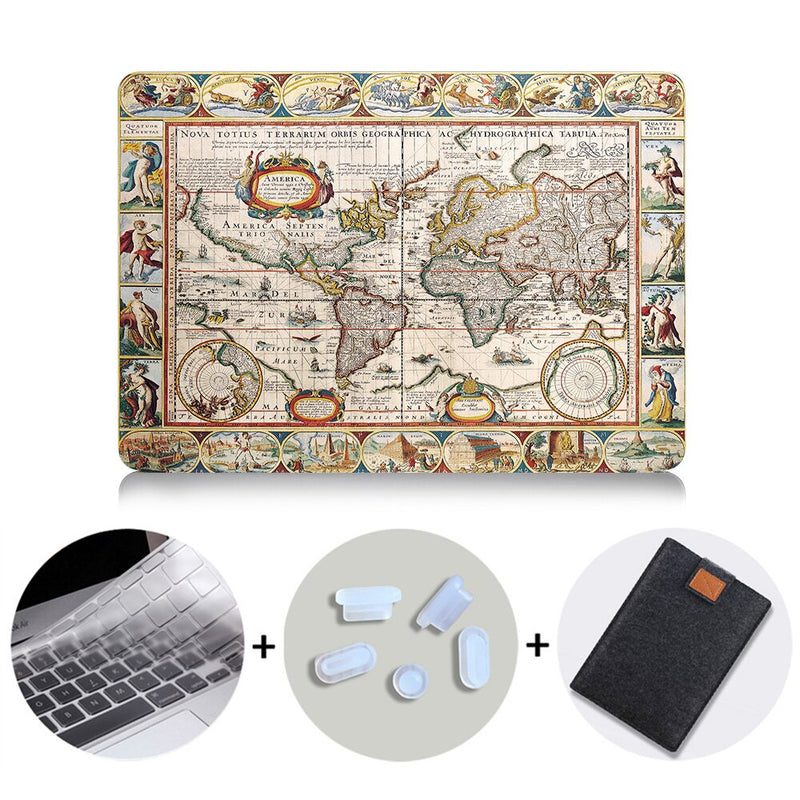 Retro World Map Case For Macbook Air 11 13 Pro Retina 13 15 With Touch Bar Cover for Mac book 12 inch Pro 13.3 Laptop Bag