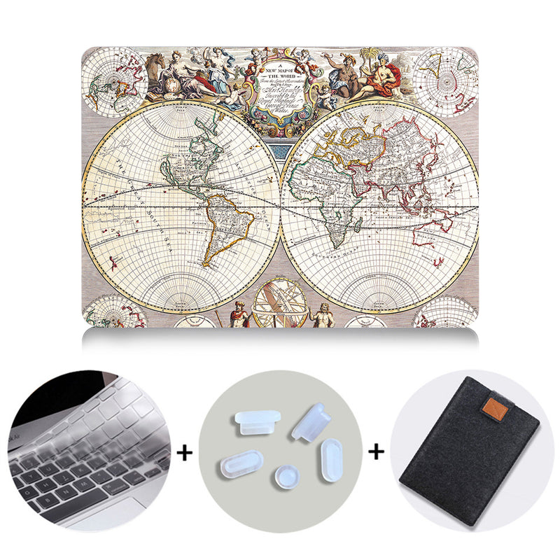Retro World Map Case For Macbook Air 11 13 Pro Retina 13 15 With Touch Bar Cover for Mac book 12 inch Pro 13.3 Laptop Bag